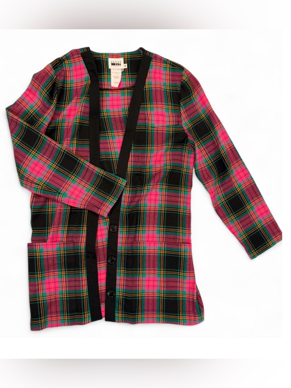 RARE Vintage Leslie Fay Longline Plaid Jacket – Size 10 / M-L